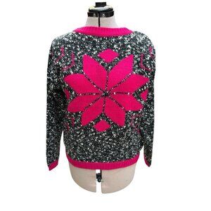 Vintage 80's Stitch by Stitch Burgundy & Black  Acrylic Sweater Size Small